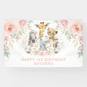 Banderoles Wild One Blush Floral Jungle Anniversaire Fille Fê
