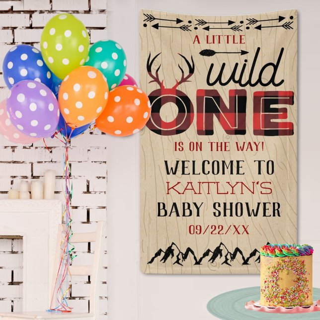 Banderoles Wild One Boys Rustic Plaid Baby shower de bûcheron (Créateur téléchargé)