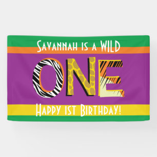 Banderoles Wild One Cute Safari 1er Anniversaire Thème de fêt
