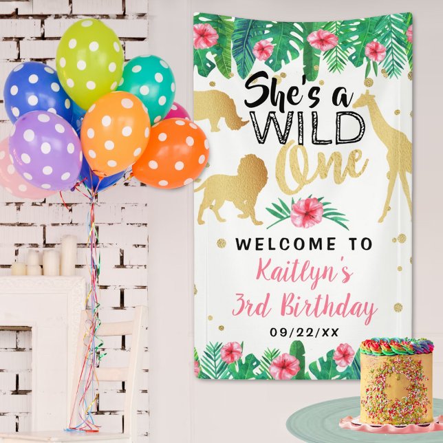 Banderoles Wild One Girls First Birthday Party Welcome (Créateur téléchargé)
