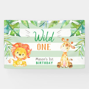 Banderoles Wild One Jungle Safari Boys Première fête d'anni