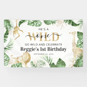 Banderoles Wild One Jungle Safari Vert & Or 1er anniversaire
