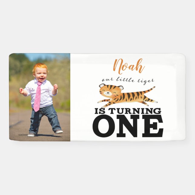 Banderoles Wild One Jungle Tiger 1er Anniversaire Photo (Horizontal)
