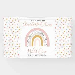 Banderoles Wild One Muted Rainbow Girl's 1st Birthday Party