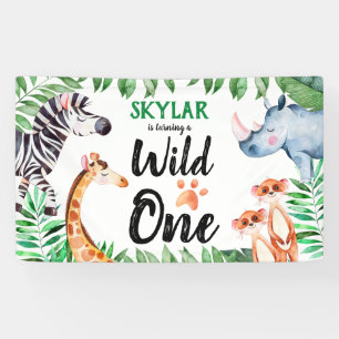 Banderoles Wild One Safari Animaux Enfants 1er anniversaire
