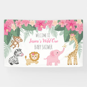 Banderoles Wild one Safari / Girl Jungle Baby shower bienvenu