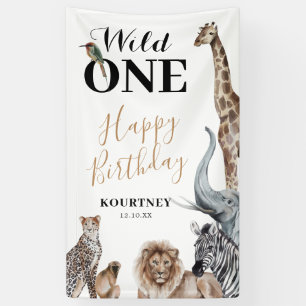 Banderoles Wild One Safari Première fête d'anniversaire
