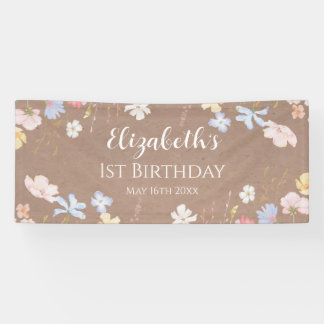 Banderoles WILDFLOWERS Birthday party Backdrop banner carft