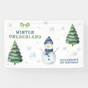 Banderoles Winter Onederland Snowman 1er anniversaire