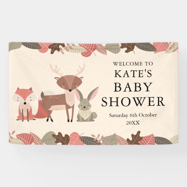 Banderoles Woodland Animals Baby Shower Welcome (Horizontal)