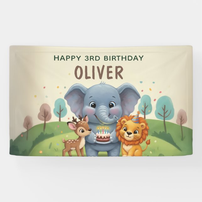 Banderoles Woodland Animals Sweet 3rd Birthday (Horizontal)
