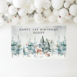 Banderoles Woodland Forest Animals Happy 1st Birthday Party