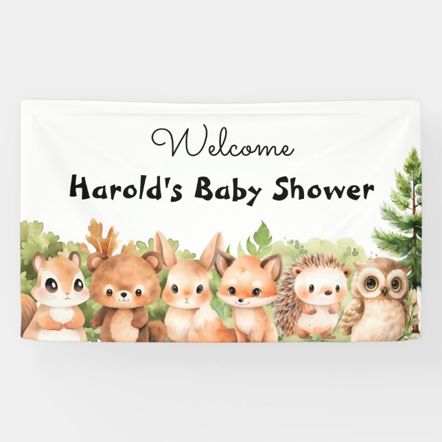 Banderoles Woodland Joy Baby shower Bienvenue (Horizontal)