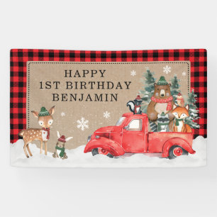 Banderoles Woodland Winter Wonderland Forêt Animaux Anniversa