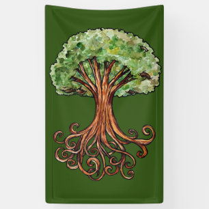 Banderoles Yggdrasil Arbre Norse Mythologie Aquarelle