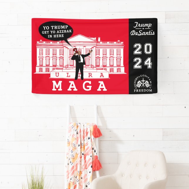 Banderoles YO TRUMP DESANTIS 2024 Whitehouse Ultra MAGA (En situation)