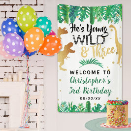 Banderoles Young Wild & Three Dinosaur Boys 3e anniversaire
