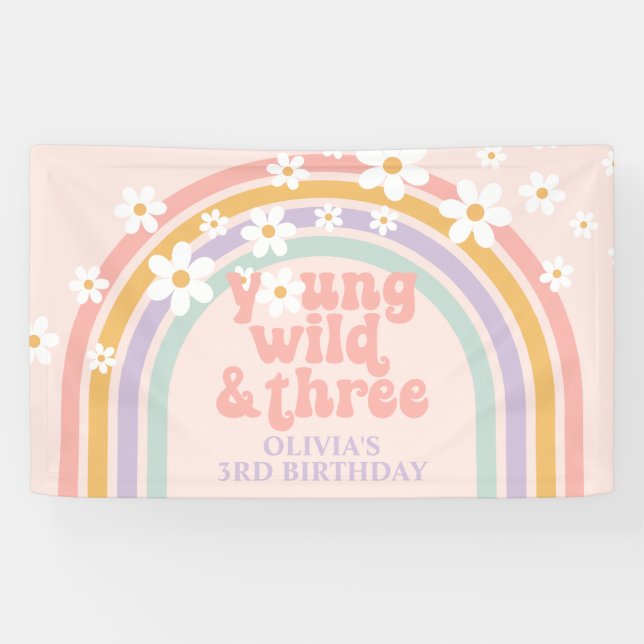 Banderoles Young Wild Three Pastel arc-en-ciel 3e anniversair (Horizontal)