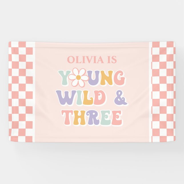 Banderoles Young Wild Three Super Rose Daisy Checker (Horizontal)