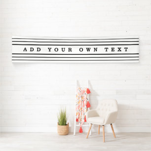 Banderoles Your Custom Text & Modern Stripes Black & White