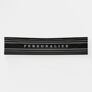 Banderoles Your Custom Text & Modern Stripes   Black & White