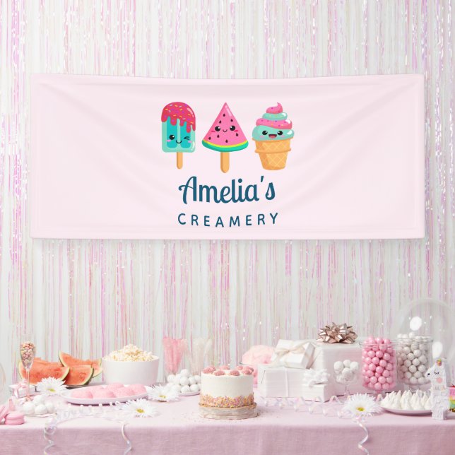 Banderoles Yummy Ice Cream Trio Summer Vibe Business (Fête)