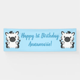 Banderoles Zebra Birthday Party Blue