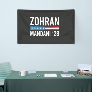Banderoles Zohran Mamdani Candidat Maire NYC Drapeau USA