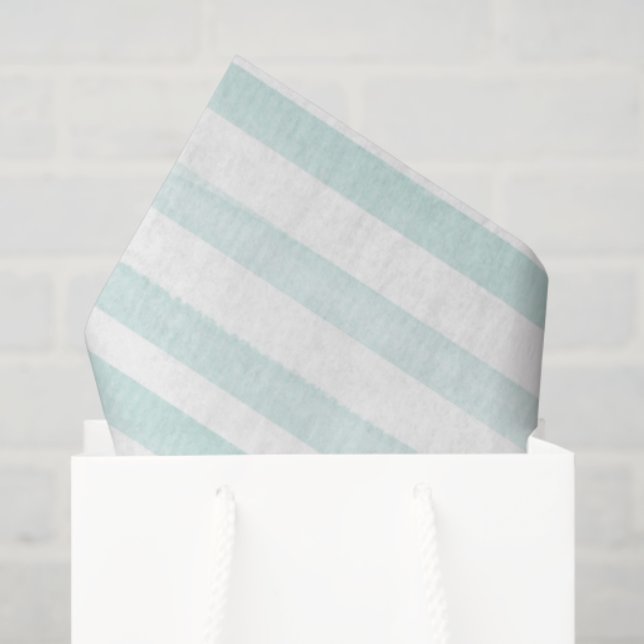 Bandes d'aquarelle Papier de soie vert clair blanc (Sac cadeau)
