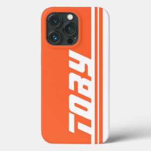 Bandes de sport orange et blanc coque personnalisé
