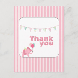 Bandes d'éléphant rose merci carte postale
