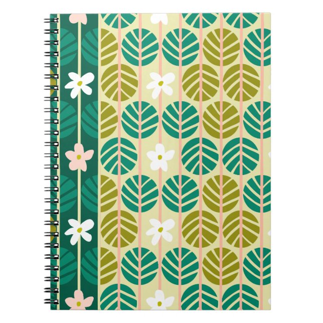 Bandes d'été rétro floral vert/rose carnet (Devant)