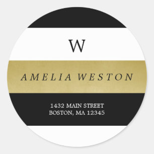 Bandes d'or Noir & Faux Étiquette d'adresse de r
