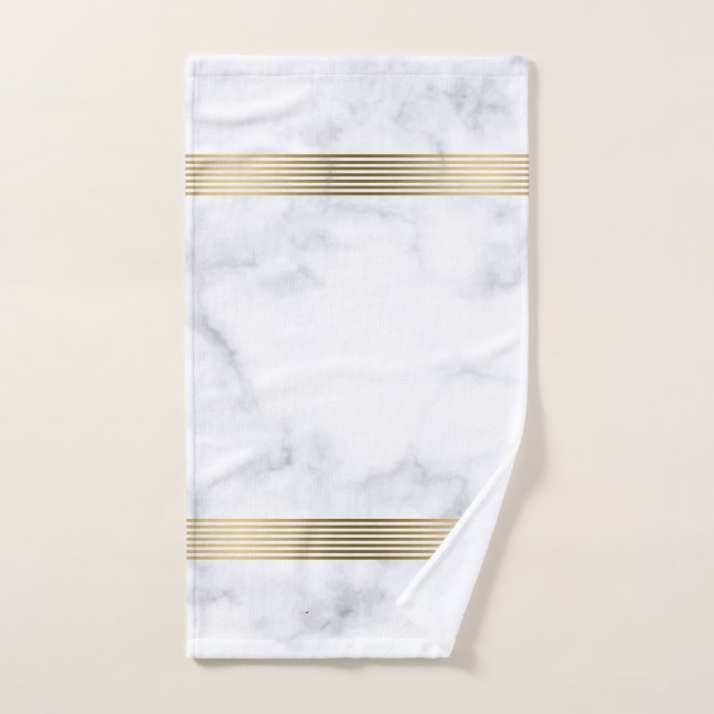Bandes dorées blanc et gris en faux marbre (Serviette à main)