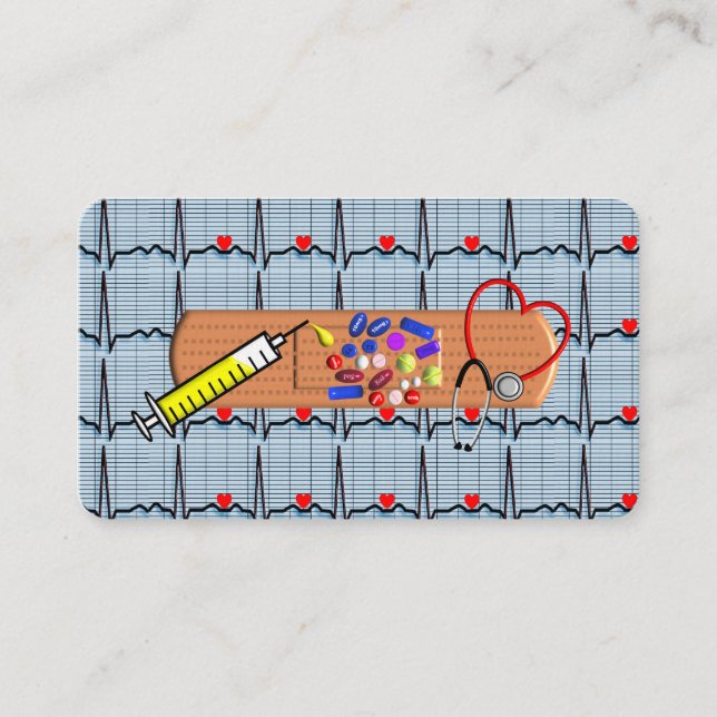 Bandes EKG Cartes de visite Médicales (Devant)