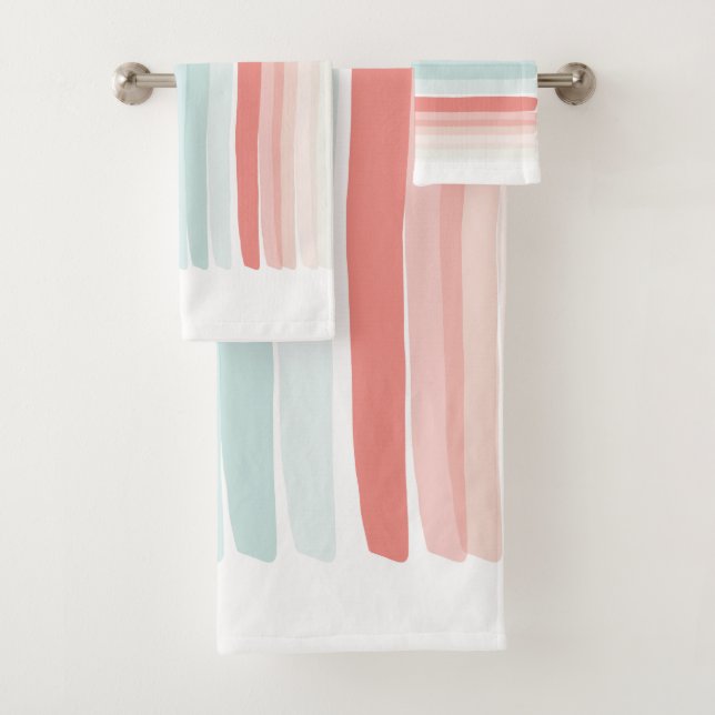 Bandes estivales en corail et turquoise (En situation)