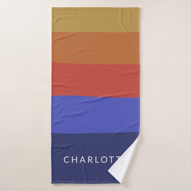 Bandes géométriques rétrospectives Personnalisées  (Serviette de bain)