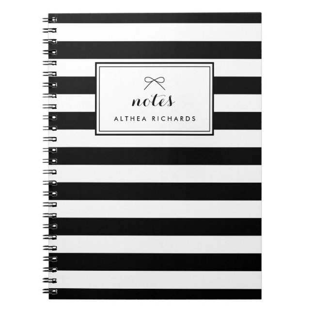 Bandes noires et blanches Carnet personnalisé (Devant)