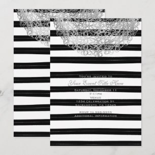 Bandes noires et blanches et invitations en cercle