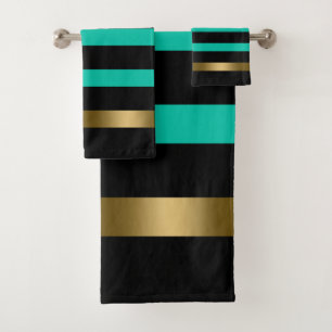 Bandes noires et vertes accents d'or motif 