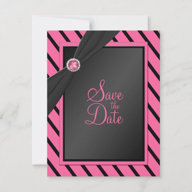 Bandes roses et noires Enregistrer la carte Date (Devant)