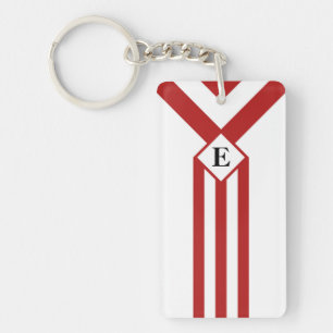 Bandes rouges et Chevrons avec Monogramme sur blan