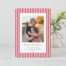 Bandes Rouges Joyeux Noël Photo Plate Carte de Vœu