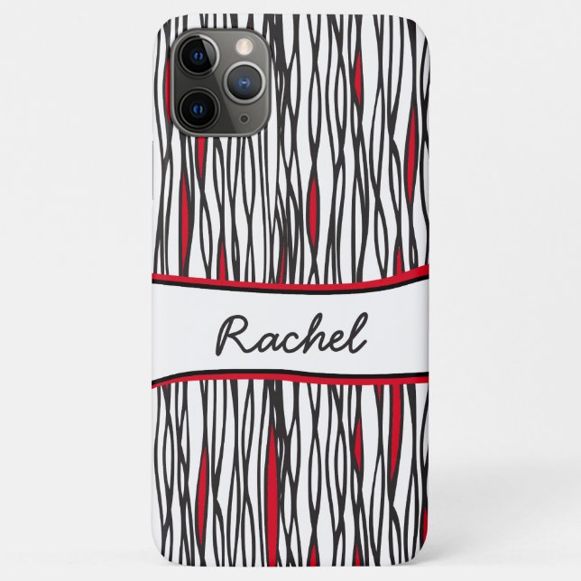 Bandes tribales noir blanc & rouge nom coque (Dos)