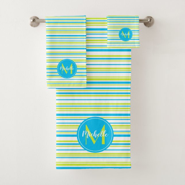 Bandes turquoises de citron vert Nom Monogramme (En situation)