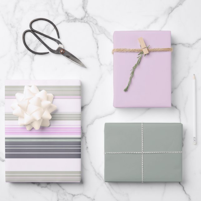 Bandes verticales gris et rose. papier d'emballage (Recto)