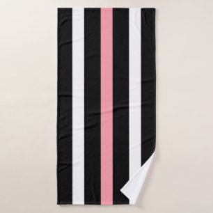 Bandes verticales noires et blanches accents roses