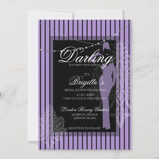 Bandes violettes et noires Invitation (Devant)