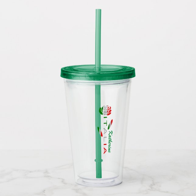 Bandiera d'Italia Rosa Personalisiert Acryltrinkbecher (Vorderseite)
