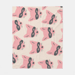 Bandit-Fuchs-Köpfe: Rosa-Beige-Muster Fleecedecke